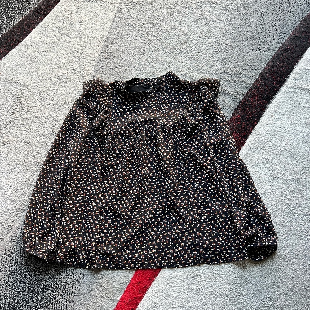 Madewell Black Autumn Floral Long Sleeve Blouse